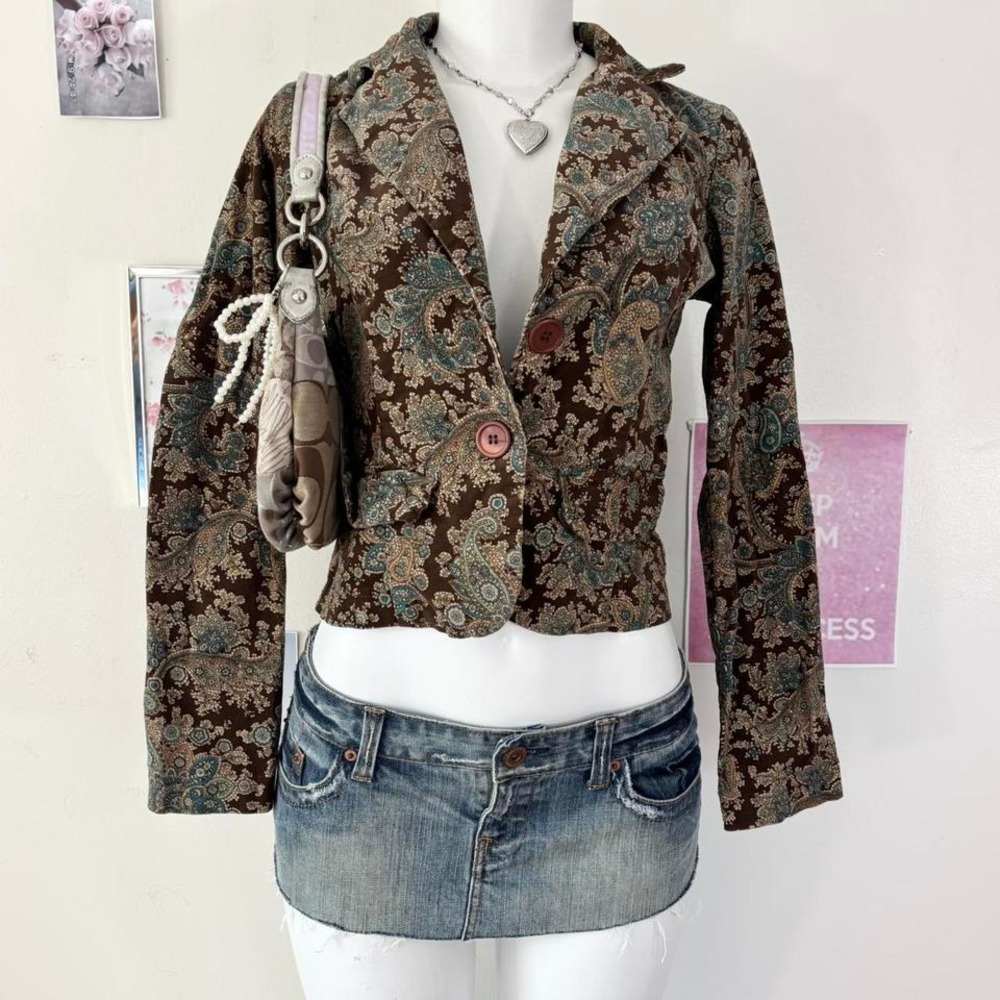 Vintage Paisley Cropped Blazer